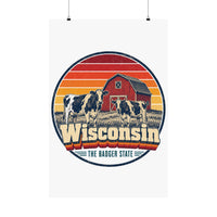 Wisconsin Dairy Cows Red Barn Poster