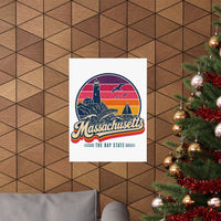 Massachusetts Retro Sunset Poster