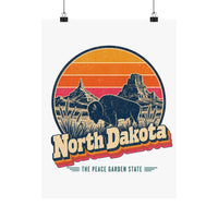 North Dakota Retro Sunset Poster