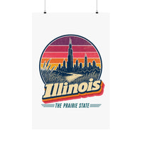 Illinois Retro Sunset Poster