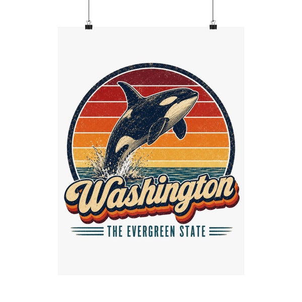 Washington Orca Whale Poster