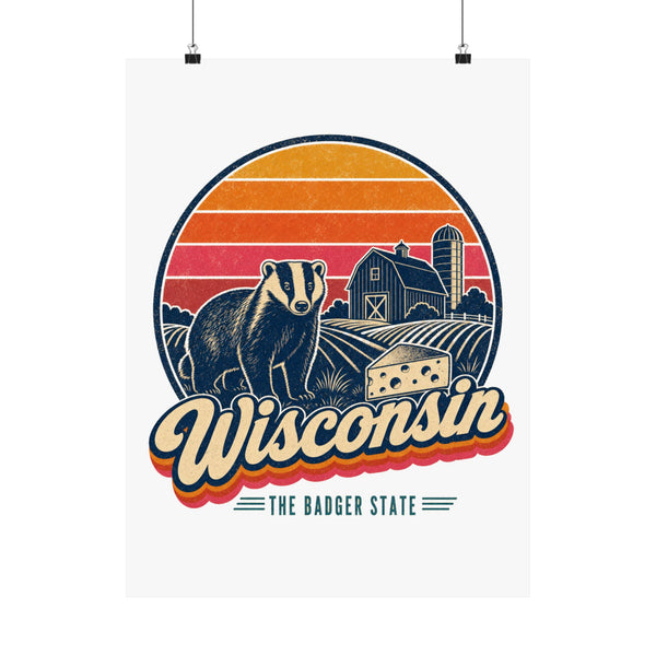 Wisconsin Retro Sunset Poster