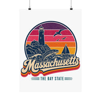 Massachusetts Retro Sunset Poster