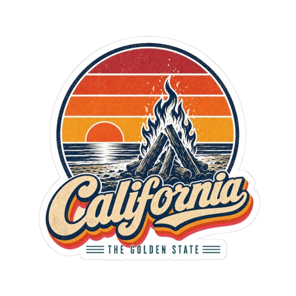 California Beach Sunset Bonfire Sticker