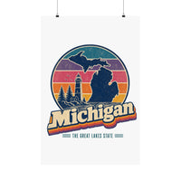 Michigan Retro Sunset Poster