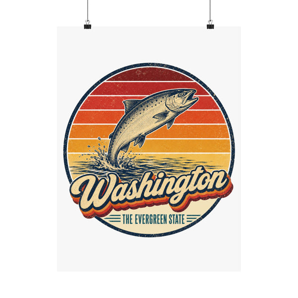Washington Leaping Salmon Poster