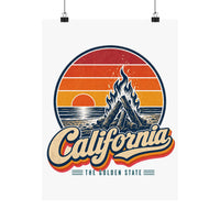 California Beach Sunset Bonfire Poster