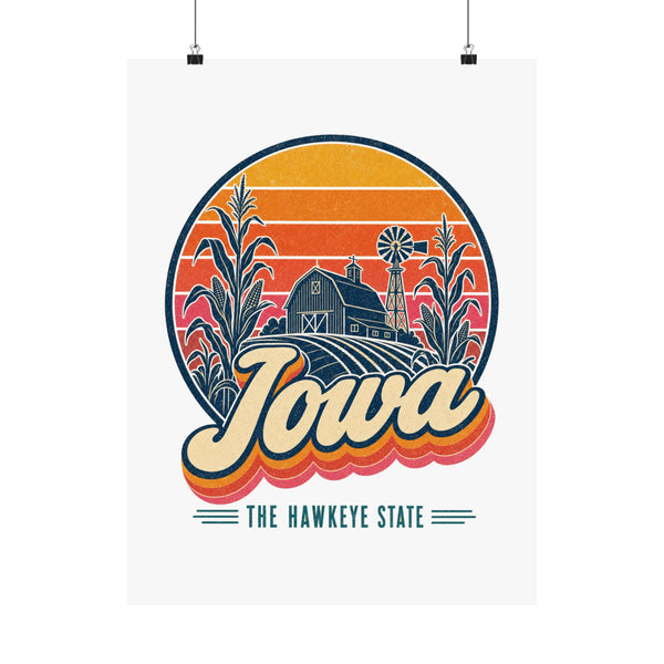 Iowa Retro Sunset Poster
