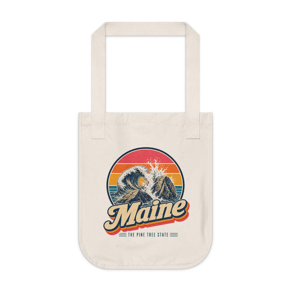 Maine Crashing Surf On Granite Tote Bag