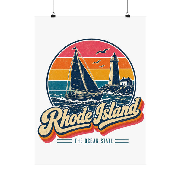 Rhode Island Retro Sunset Poster