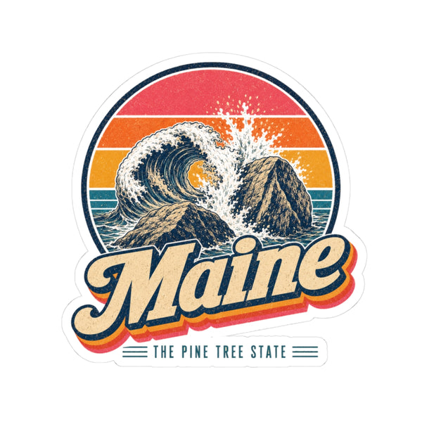 Maine Crashing Surf On Granite Sticker