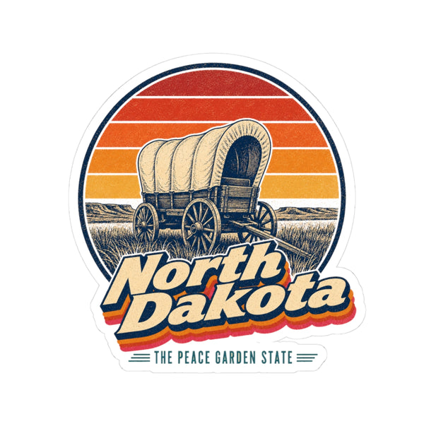 North Dakota Pioneer Covered Wagon Sticker