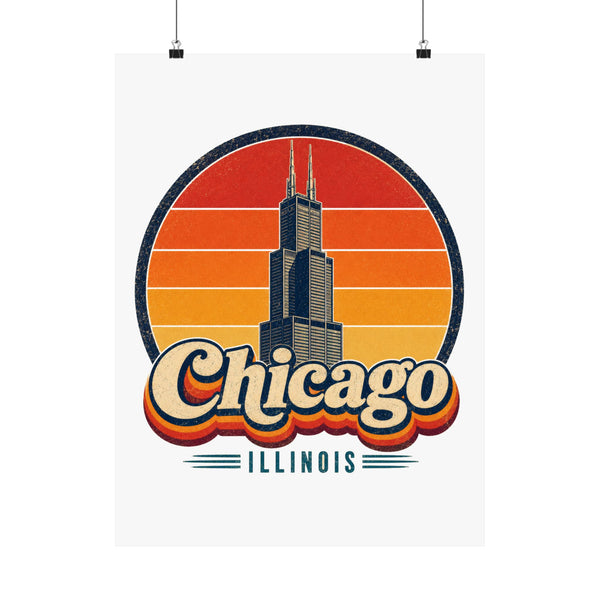 Chicago Retro Sunset Poster