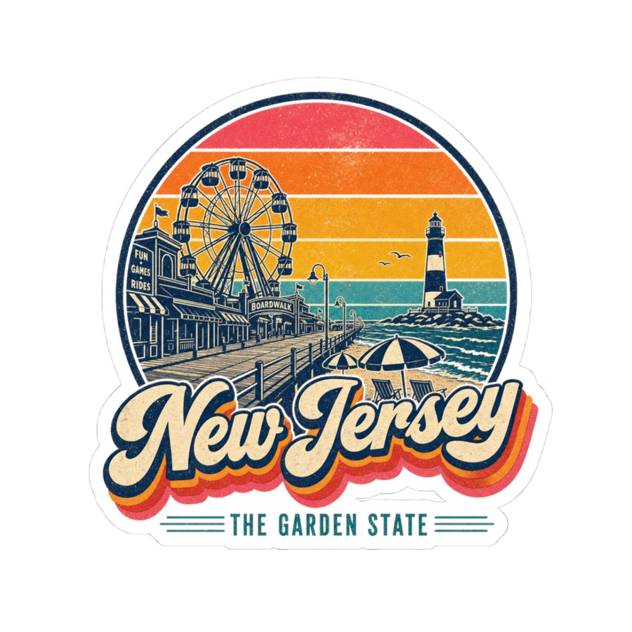 New Jersey Retro Sunset Sticker