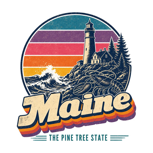 Maine Retro Sunset Tee