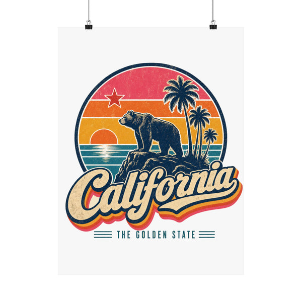 California Grizzly Bear And Star Poster