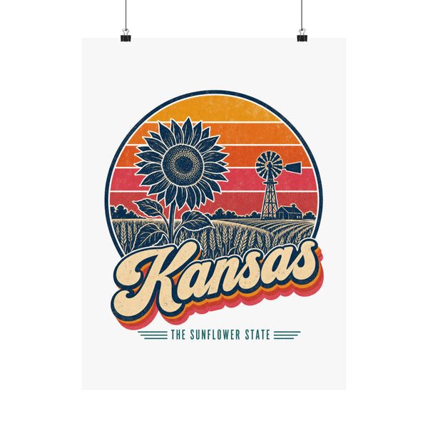 Kansas Retro Sunset Poster