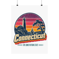 Connecticut Retro Sunset Poster