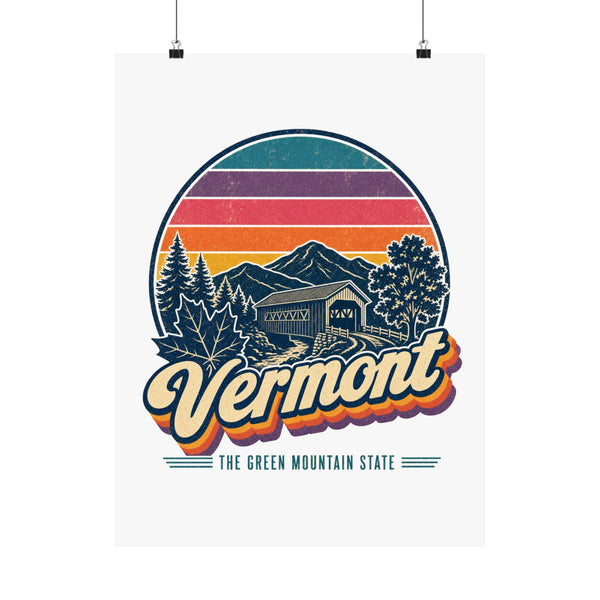 Vermont Retro Sunset Poster