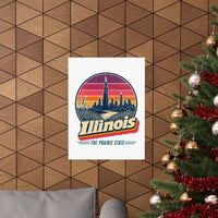Illinois Retro Sunset Poster