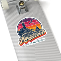 Massachusetts Retro Sunset Sticker