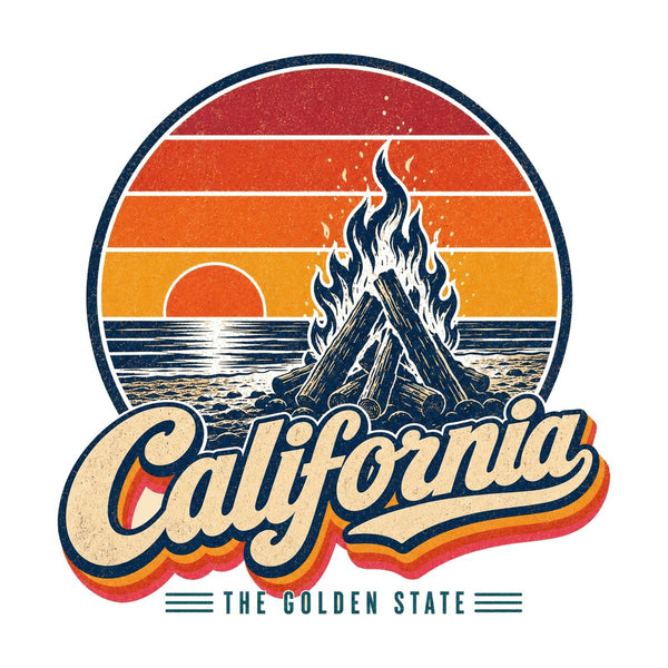 California Beach Sunset Bonfire Tee