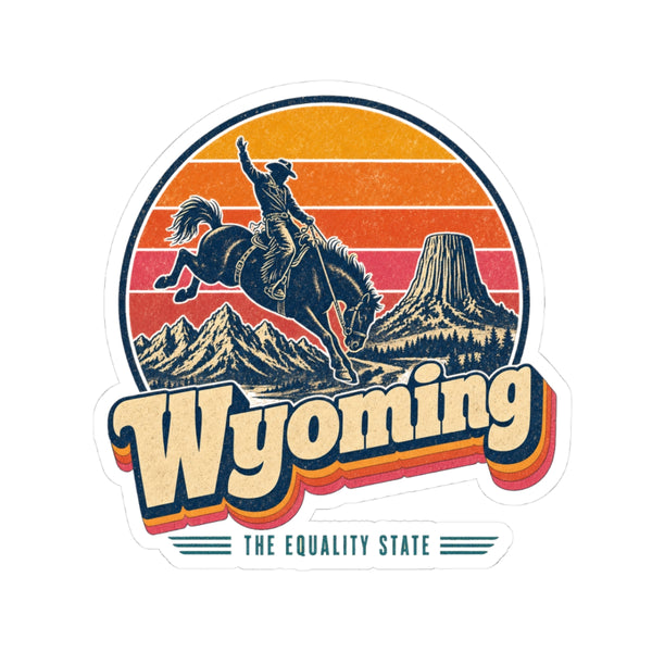 Wyoming Retro Sunset Sticker