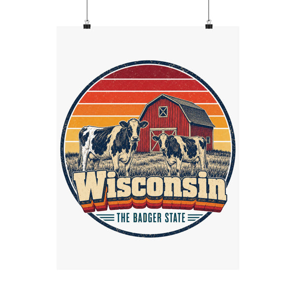 Wisconsin Dairy Cows Red Barn Poster