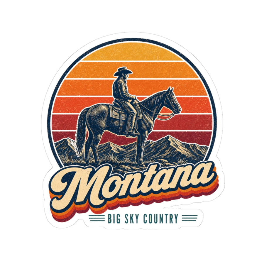 Montana Cowboy On Horseback Sticker