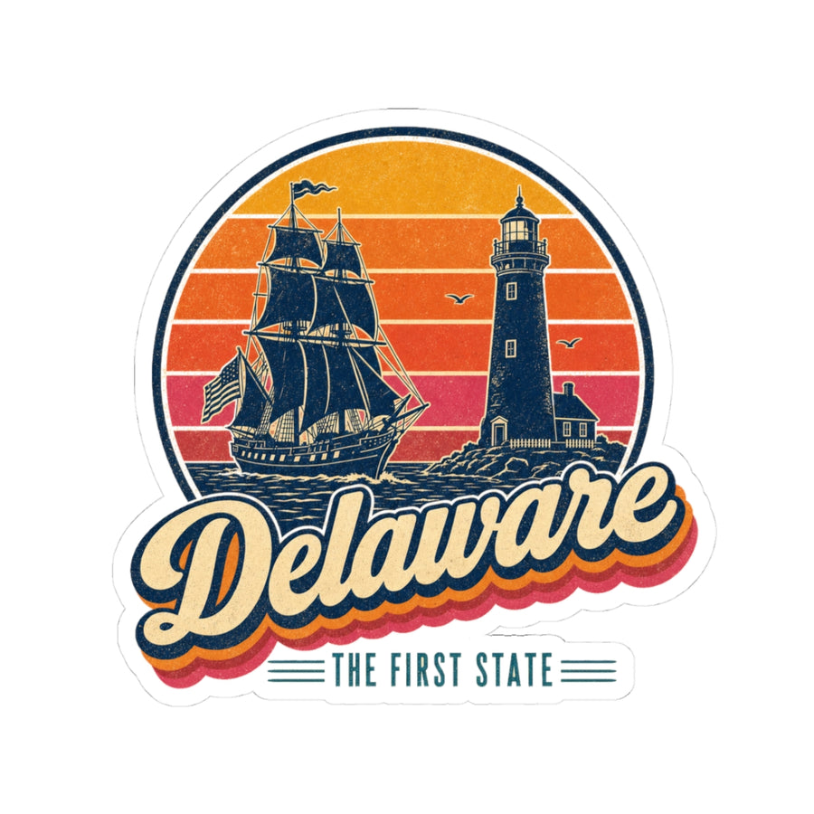 Delaware Retro Sunset Sticker