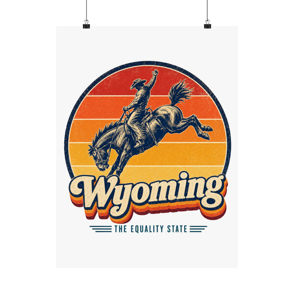 Wyoming Bucking Bronco Cowboy Poster