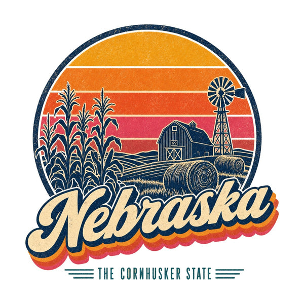 Nebraska Retro Sunset Tee