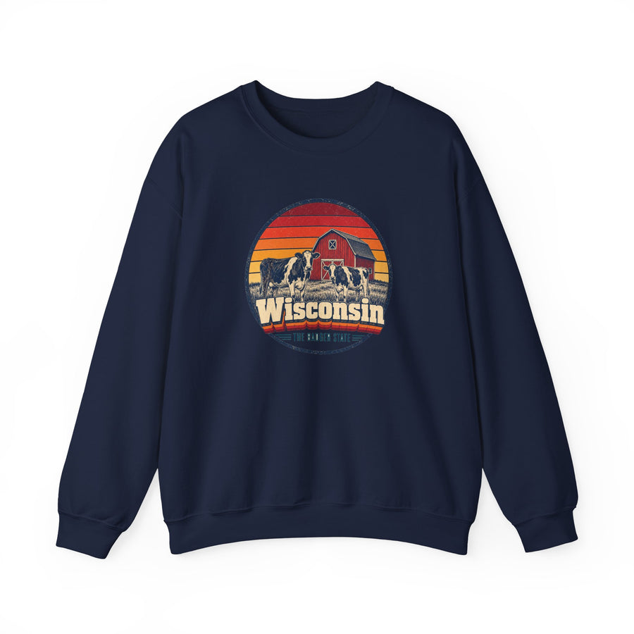 Wisconsin Dairy Cows Red Barn Sweatshirt