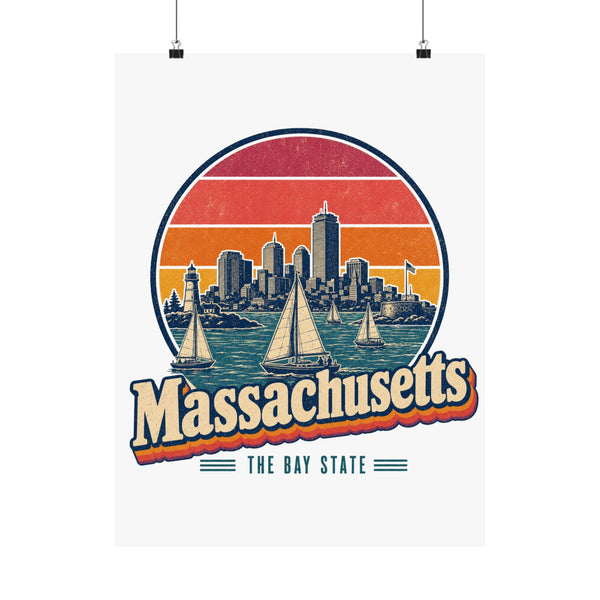 Massachusetts Boston Harbor Sailboats Poster