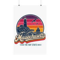 Massachusetts Retro Sunset Poster