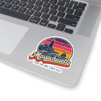 Massachusetts Retro Sunset Sticker