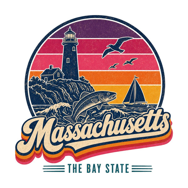 Massachusetts Retro Sunset Tee