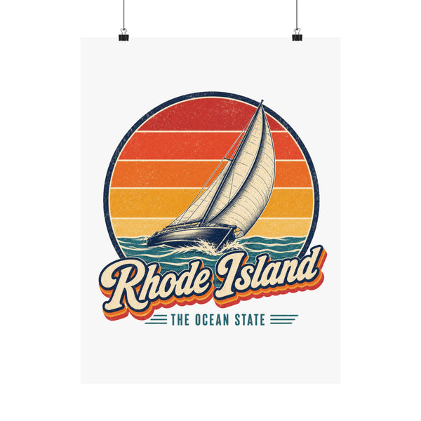 Rhode Island Sailboat Heeling Poster