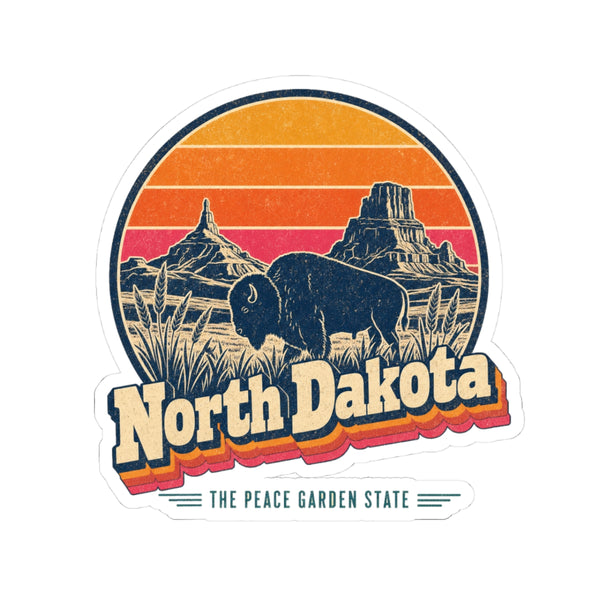 North Dakota Retro Sunset Sticker