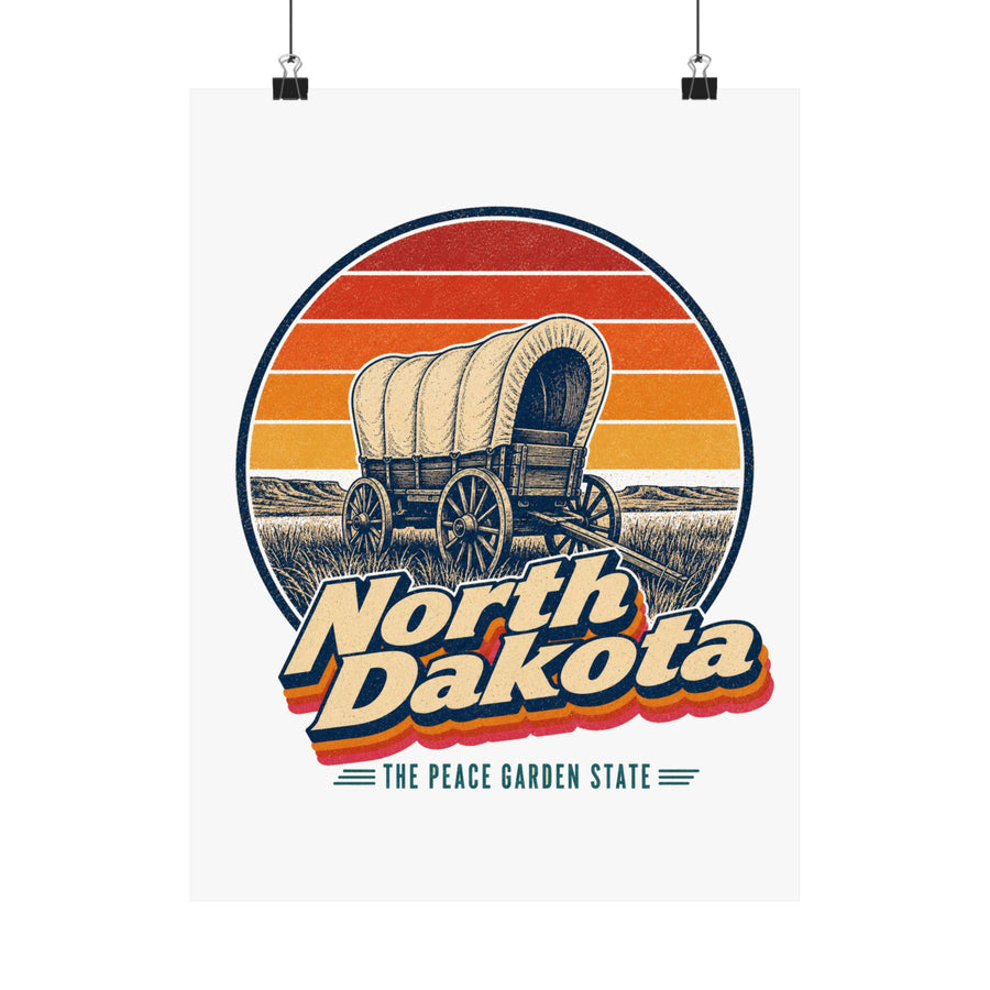 North Dakota Pioneer Covered Wagon Poster