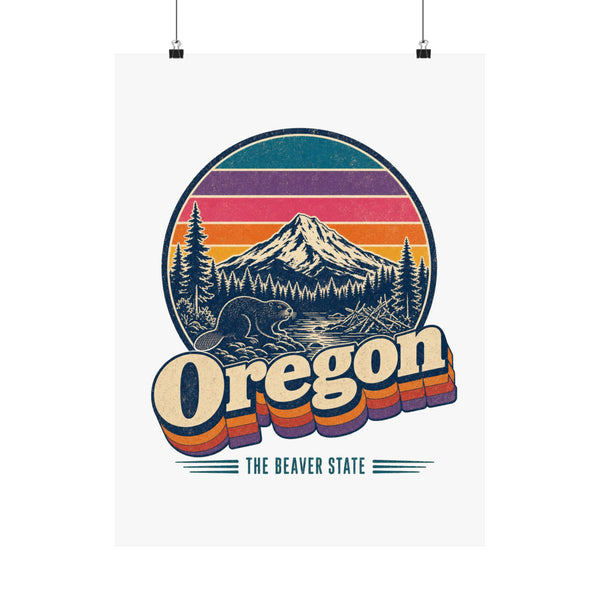 Oregon Retro Sunset Poster