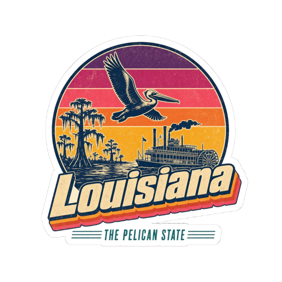 Louisiana Retro Sunset Sticker