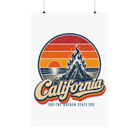 California Beach Sunset Bonfire Poster