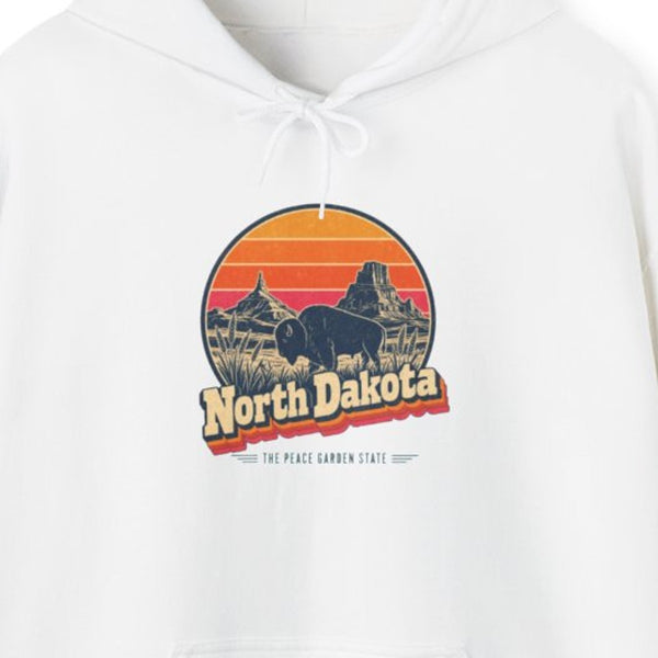 North Dakota Retro Sunset Hoodie